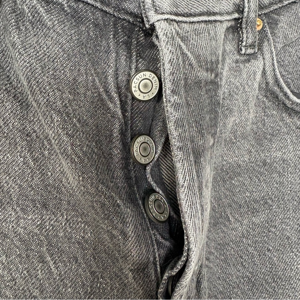 PACSUN‎ • Eco Black Two-Tone High Waisted Straight Leg Jeans - Picture 4 of 7